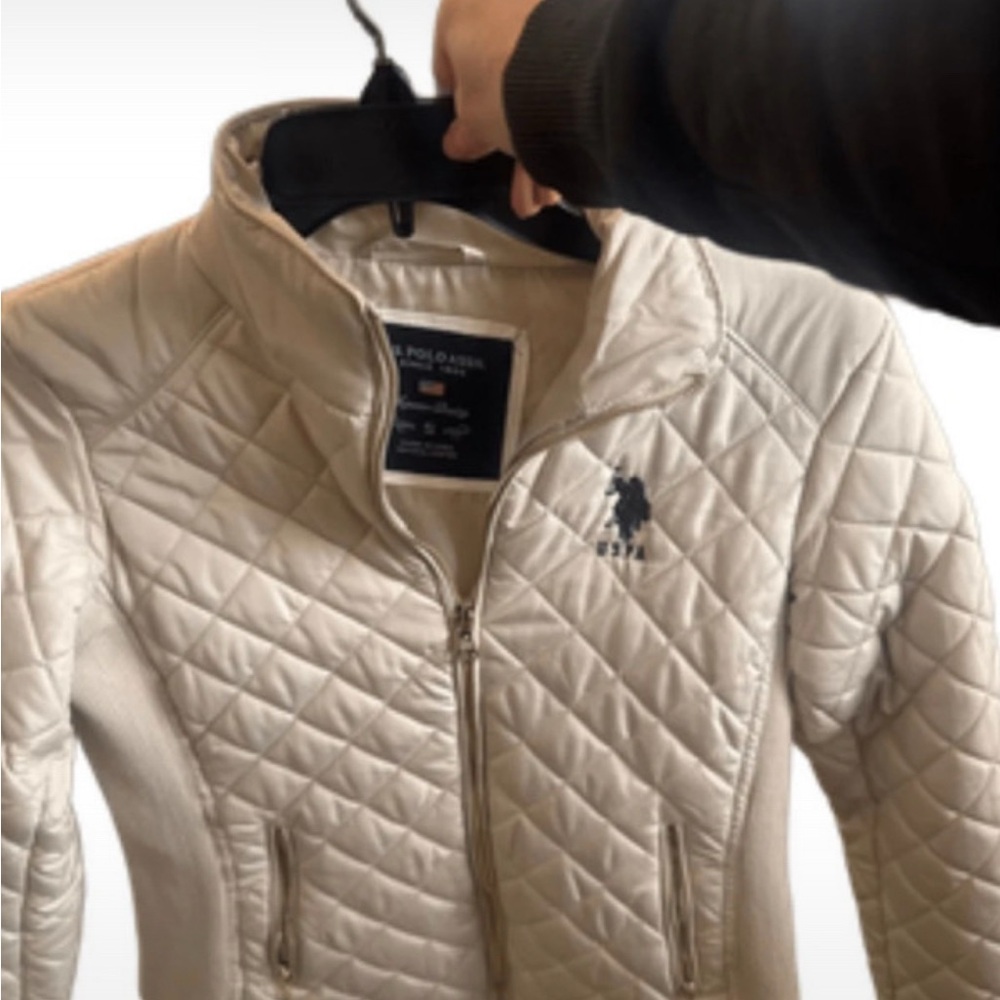 U.S. Polo Assn. Quilted Cream Puffer Jacket